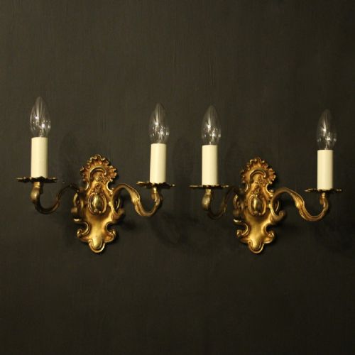 French Pair of Gilded Antique Wall Lights