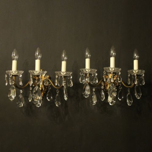 Italian Pair of Gilded Bronze Antique Wall Lights