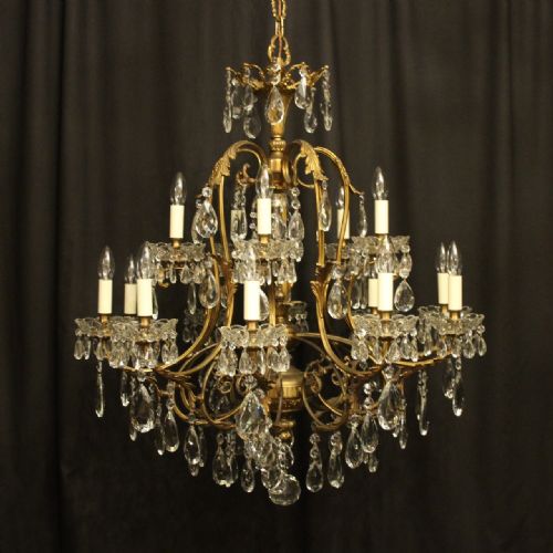 Italian Gilded 16 Light Birdcage Antique Chandelier