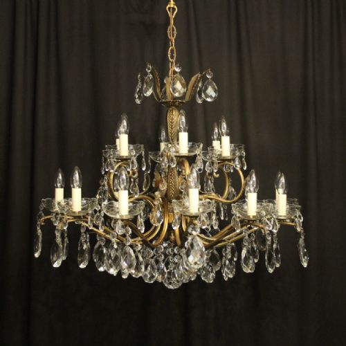 Italian Gilded 18 Light Double Tiered Antique Chandelier