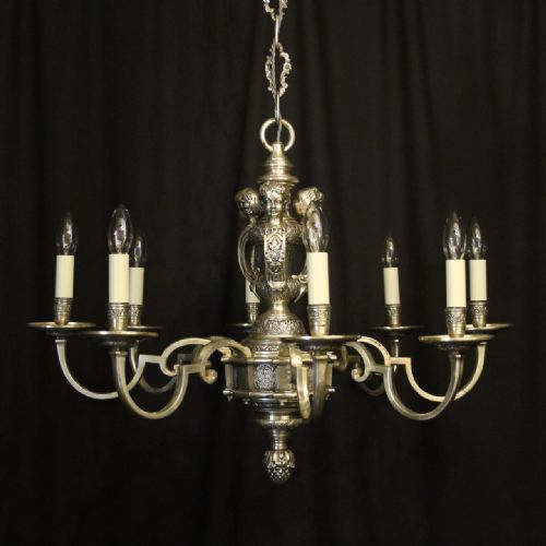 French Silver Gilded 8 Light Antique Chandelier