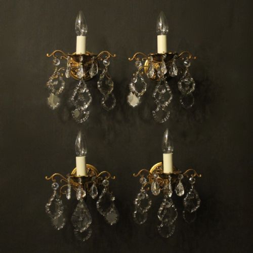 French Set of 4 Gilded Single Arm Wall Lights