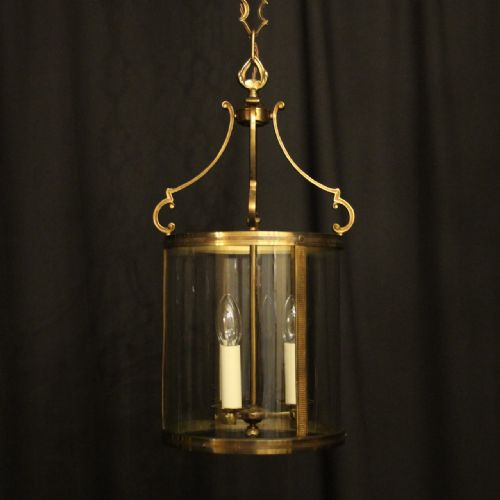 French Triple Light Convex Antique Hall Lantern
