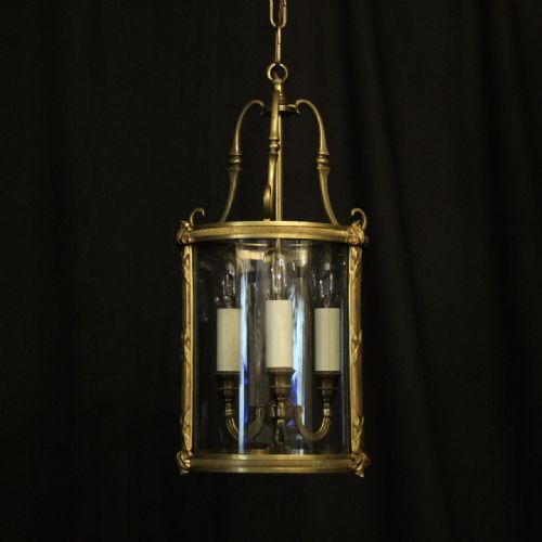 French Triple Light Convex Antique Lantern