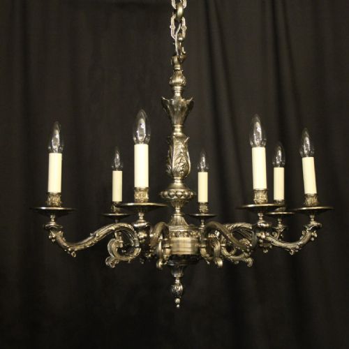 French Silver Gilded 8 Light Chandelier