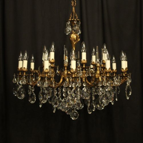 Italian Gilded Double Tiered 18 Light Antique Chandelier