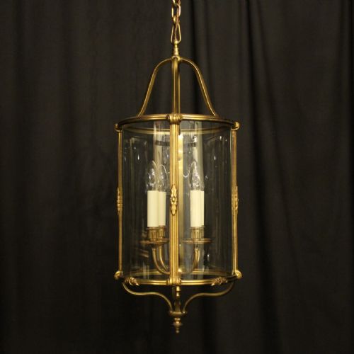 French Gilded Bronze Convex 4 Light Antique Lantern