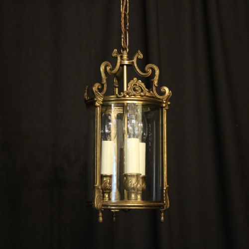 French Gilded Convex Triple Light Hall Lantern
