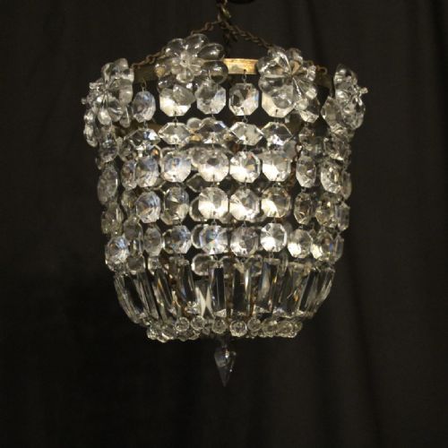 French Gilded Bag Crystal Antique Chandelier