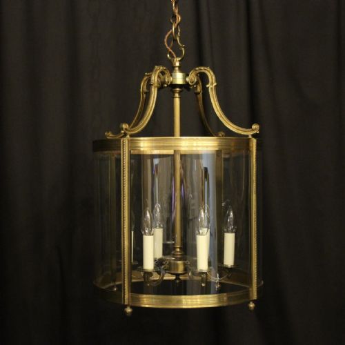 French Large Gilded Bronze 6 Light Convex Antique Lantern