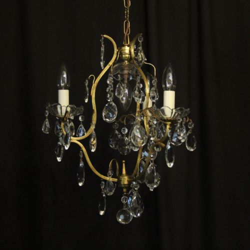 French Gilded Birdcage 4 Light Antique Chandelier
