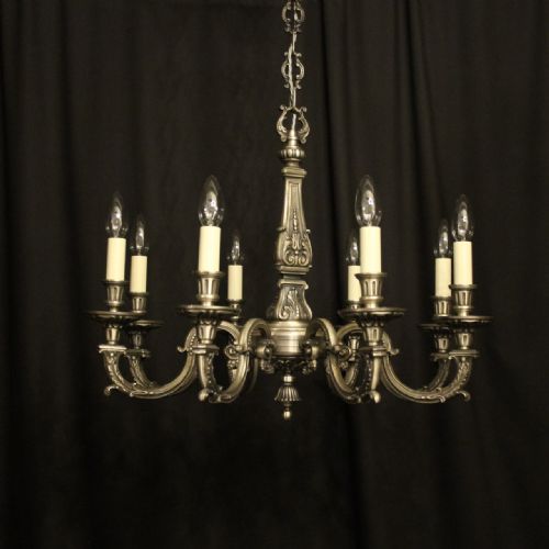 French Silver Gilded 8 Light Chandelier