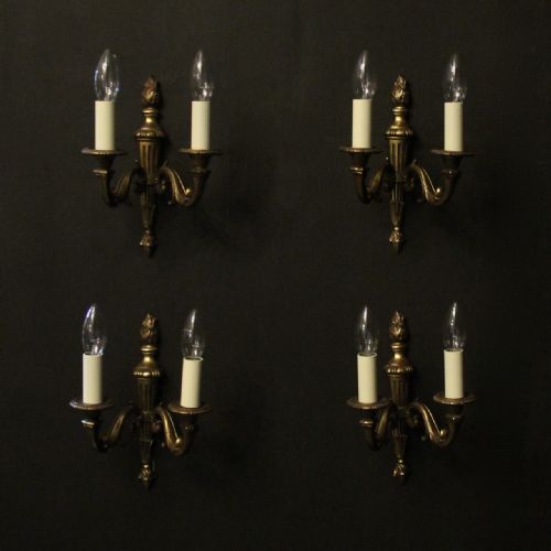 French Set of 4 Gilded Twin Arm Wall Lights