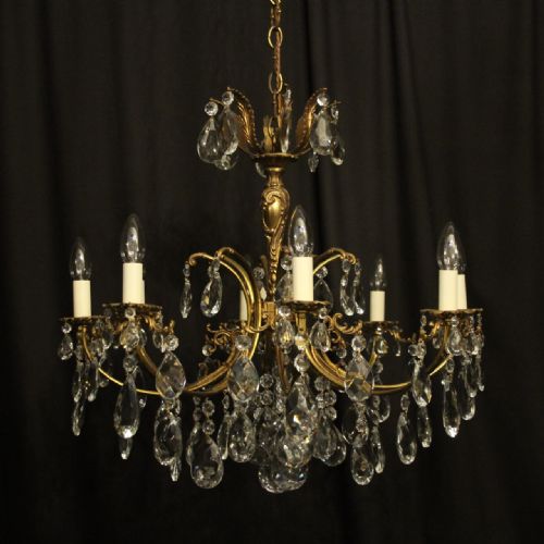 Italian Gilded & Crystal 8 Light Antique Chandelier