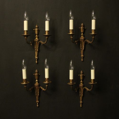 French Set of 4 Gilded Twin Arm Wall Lights