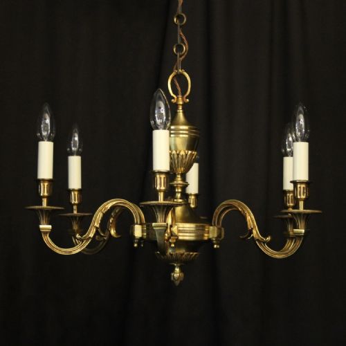 French Gilded Bronze 6 Light Chandelier