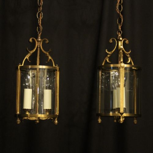 French Pair of Gilded Antique Hall Lanterns