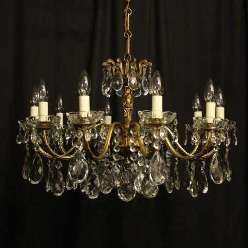 Italian Gilded & Crystal 10 Light Antique Chandelier