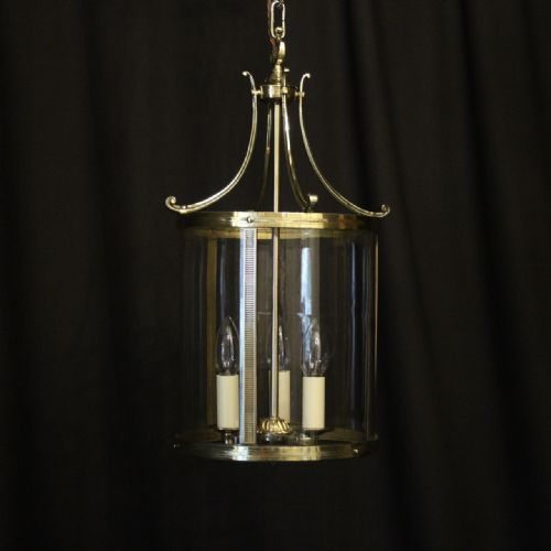 French Triple Light Convex Antique Hall Lantern
