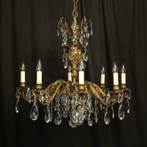 Italian Gilded Bronze 8 Light Antique Chandelier