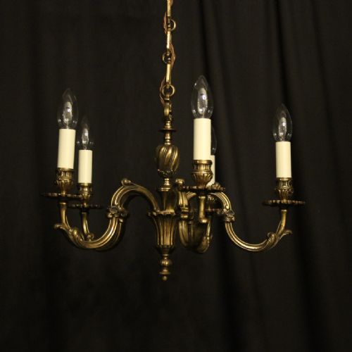 French Gilded Bronze Five Light Antique Chandelier