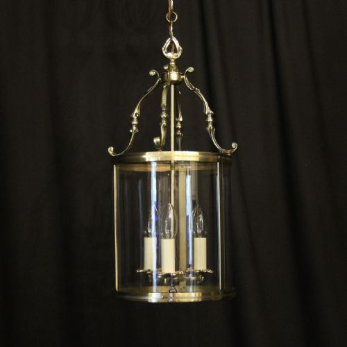French Triple Light Convex Antique Hall Lantern