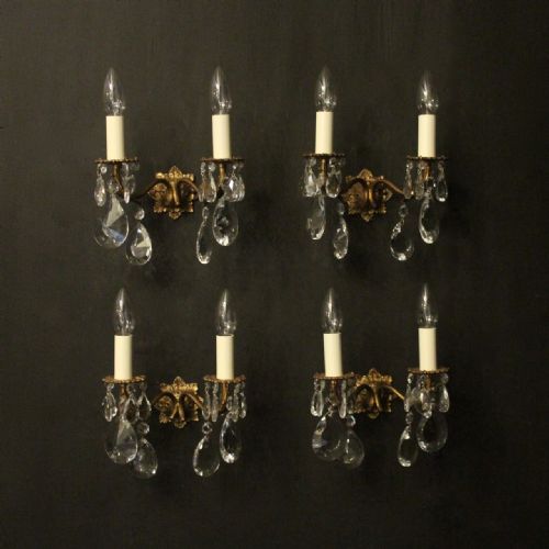 Italian Set of 4 Gilded Twin Arm Wall Lights
