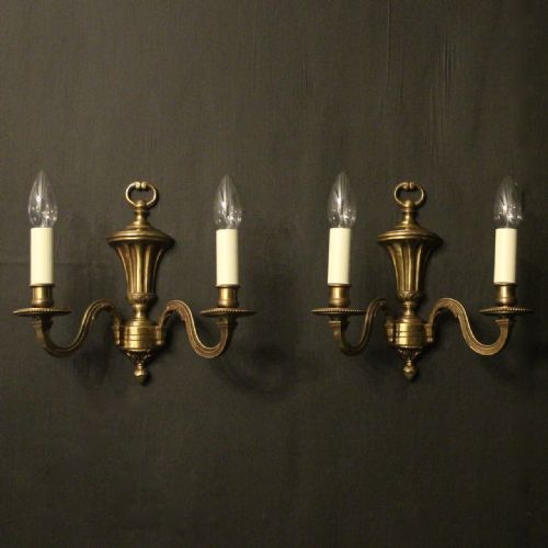 French Pair of Gilded Twin Arm Wall Lights