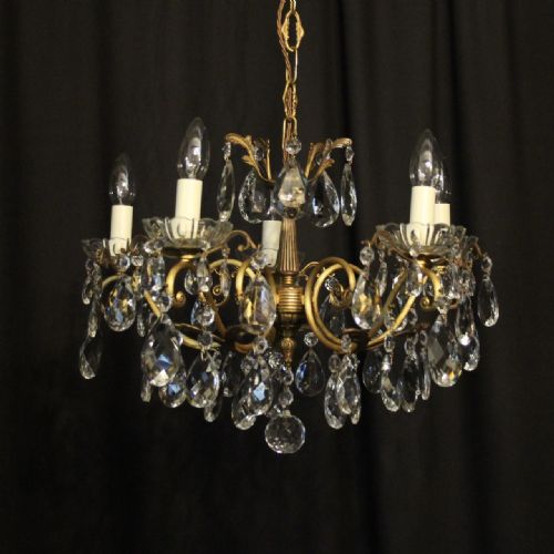Italian Small Gilded 5 Light Antique Chandelier