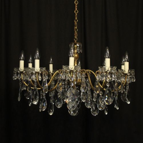 Italian Gilded & Crystal 10 Light Antique Chandelier