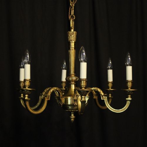 French Gilded Bronze 6 Light Antique Chandelier