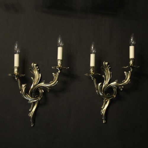 French Pair of Brass Antique Wall Sconces