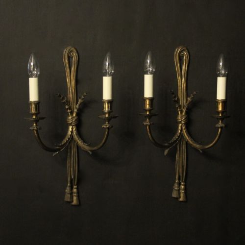 French Pair of Bronze Antique Wall Lights