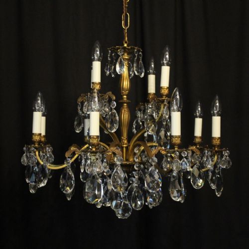 Italian Gilded & Crystal 12 Light Antique Chandelier
