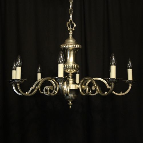English Silver Plated 8 Light Antique Chandelier