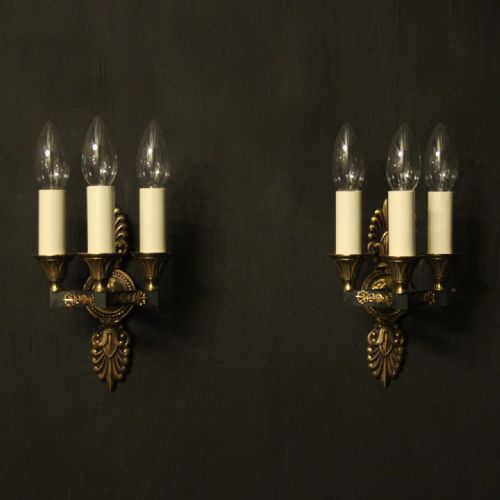French Pair of Empire Gilded Wall Lights