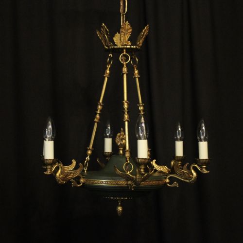 French Gilded Empire 6 Light Chandelier