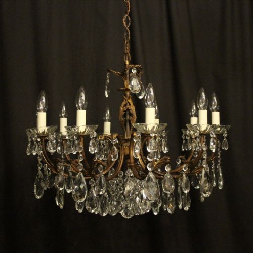 Italian Gilded & Crystal 10 Light Antique Chandelier