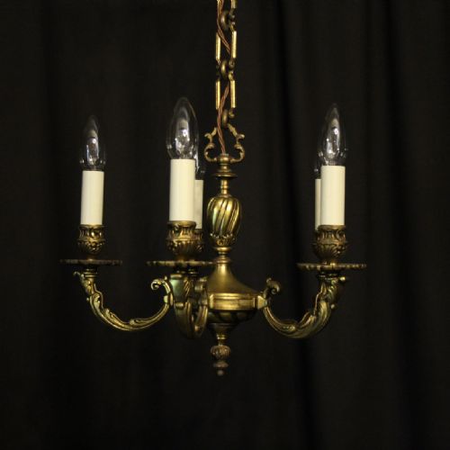French Gilded 5 Light Antique Chandelier