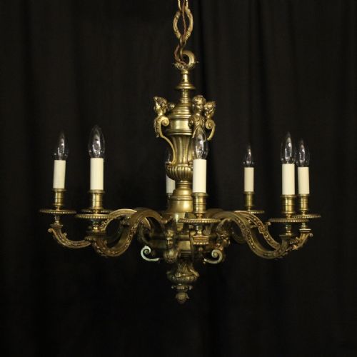 French Gilded Bronze 8 Light Antique Chandelier
