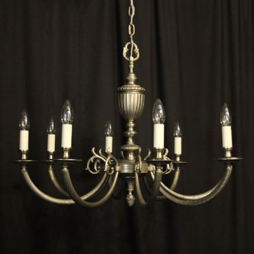 French Silver Gilded 8 Light Chandelier