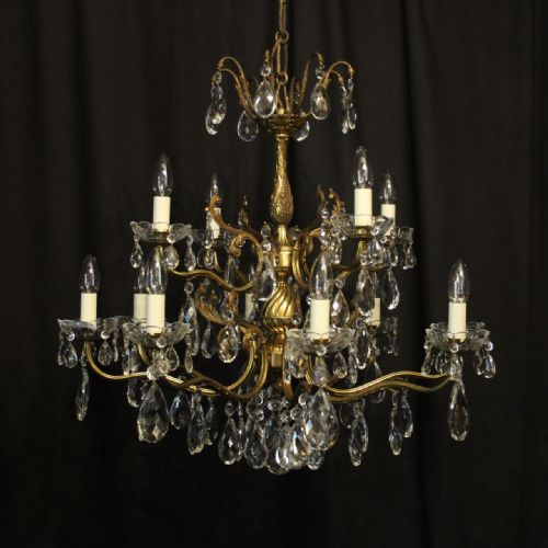 Italian Gilded 12 Light Tiered Antique Chandelier
