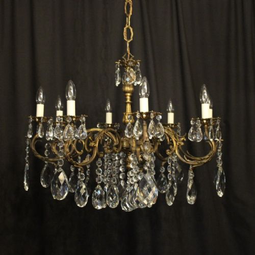 Italian Gilt & Crystal 8 Light Antique Chandelier