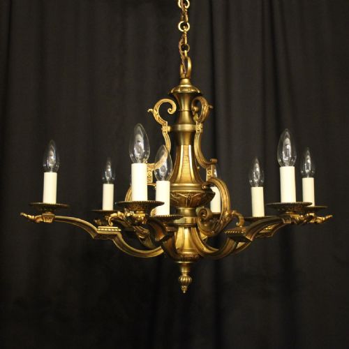 French Gilded Bronze 9 Light Double Tiered Antique Chandelier