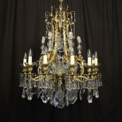 French Gilded Bronze & Crystal Antique Chandelier