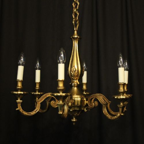 French Gilded Bronze 6 Light Antique Chandelier