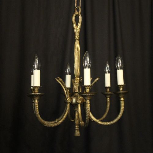 French Rope Gilded Brass 6 Light Chandelier
