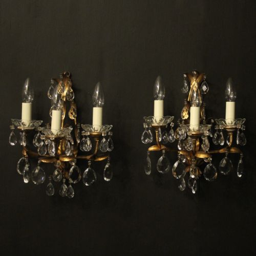 Florentine Pair of Gilded Triple Arm Wall Lights