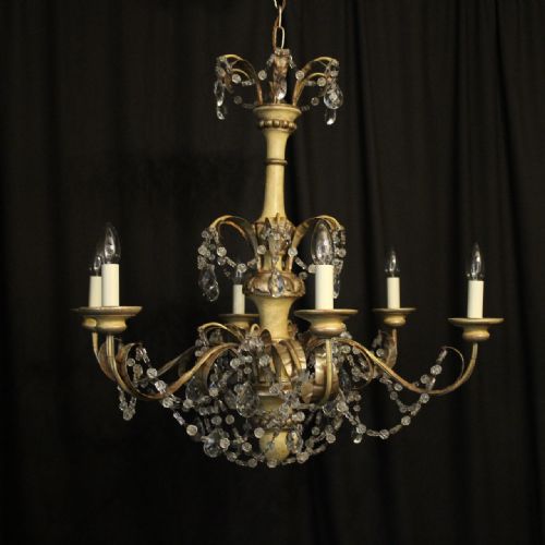 Italian Giltwood & Toleware Antique Chandelier