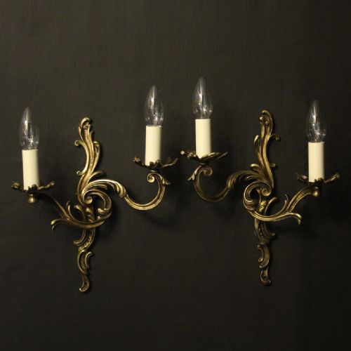 French Pair of Twin Arm Antique Wall Lights